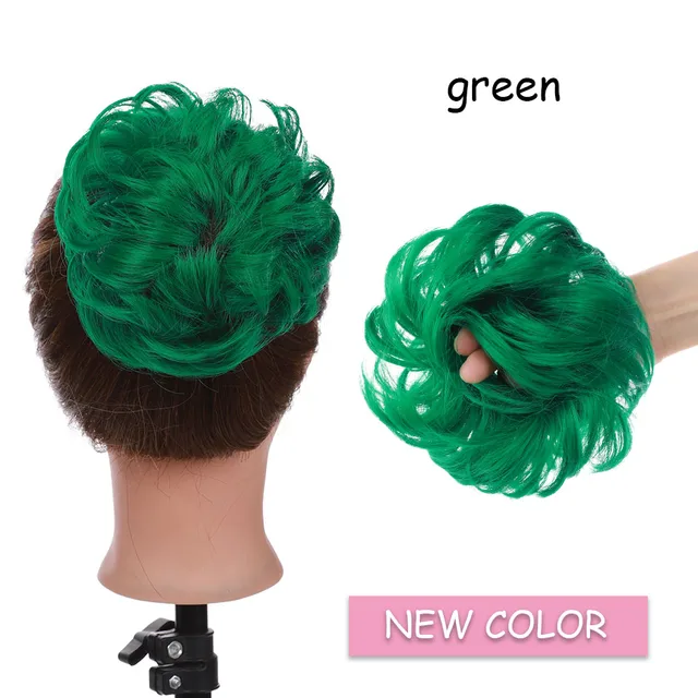 BENEHAIR Messy Hair Bun Scrunchy Curly Hair Chignon Women Chignon Synthetic Hair Extensions Updo Donut Hairpieces Fake Hair green