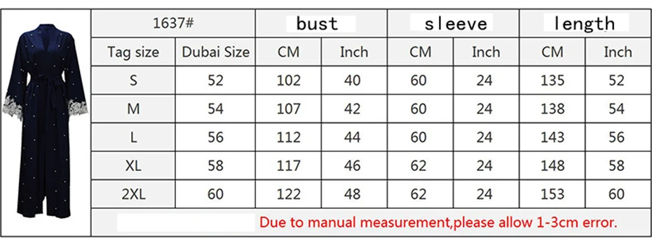 1637 Muslim Women Robe Beaded Lace Panel Cardigan Lace Cardigan Islamic Clothing
