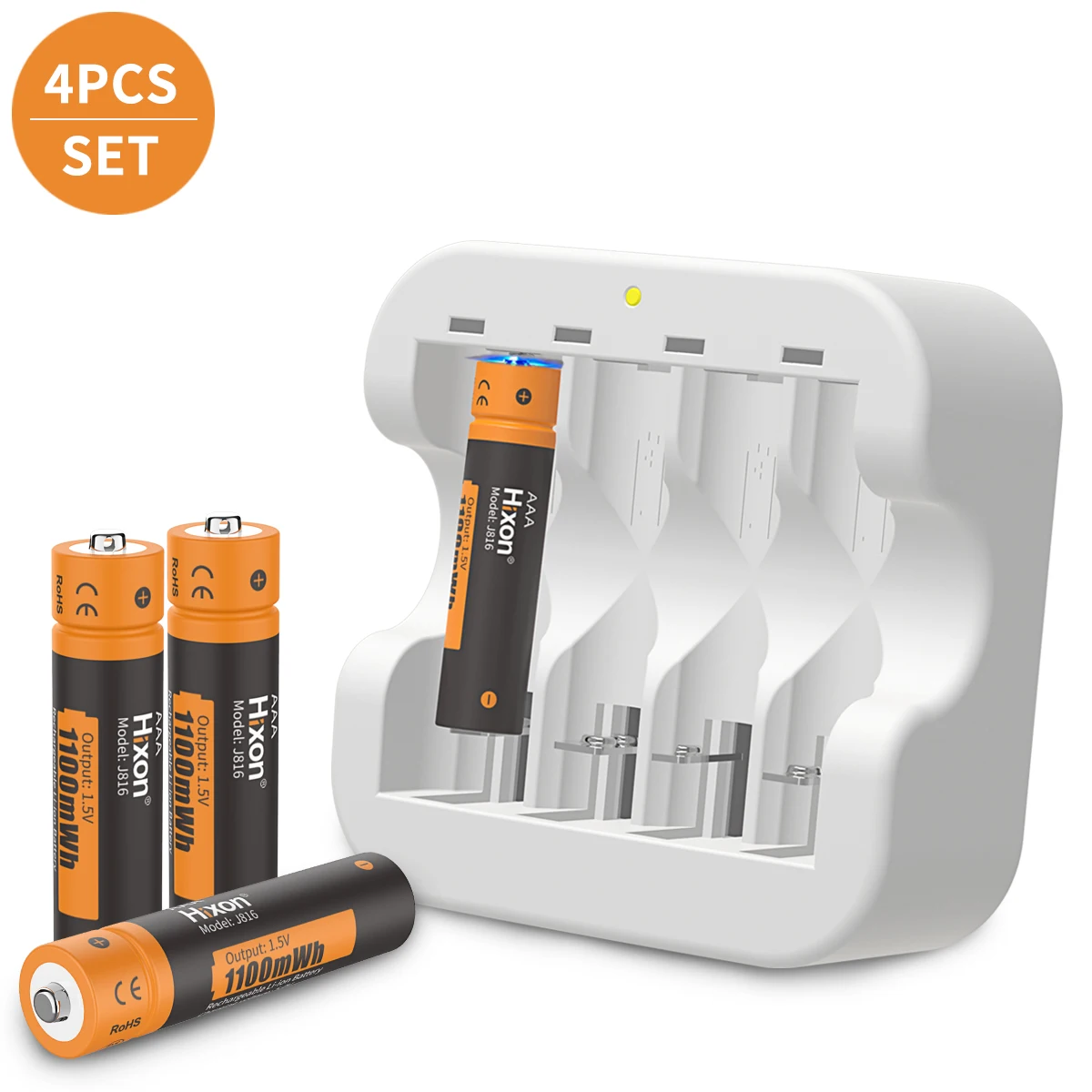 4 batteries rechargeables au Lithium 1100mWh 1.5V AAA, chargeur à 4 fentes, sortie constante 1.5V 1200 Cycles