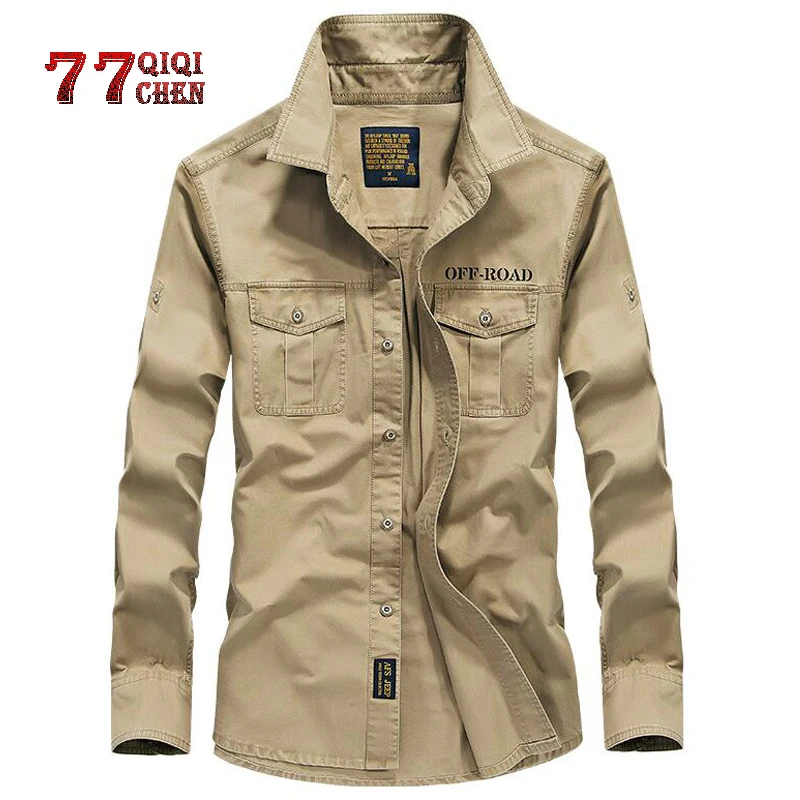 Мужские рубашки с длинным рукавом Camisa Военная Униформа 100% хлопковые верхом Сезон