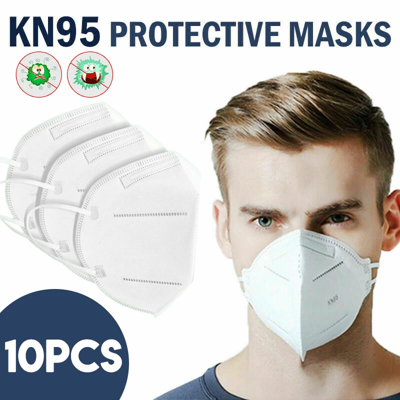 

10 Pieces / Pack KN95 Mask Disposable Face Mask Mouth Mask 95% Filtration Non-woven 3 Layer Fabric Anti-dust Protective Masks