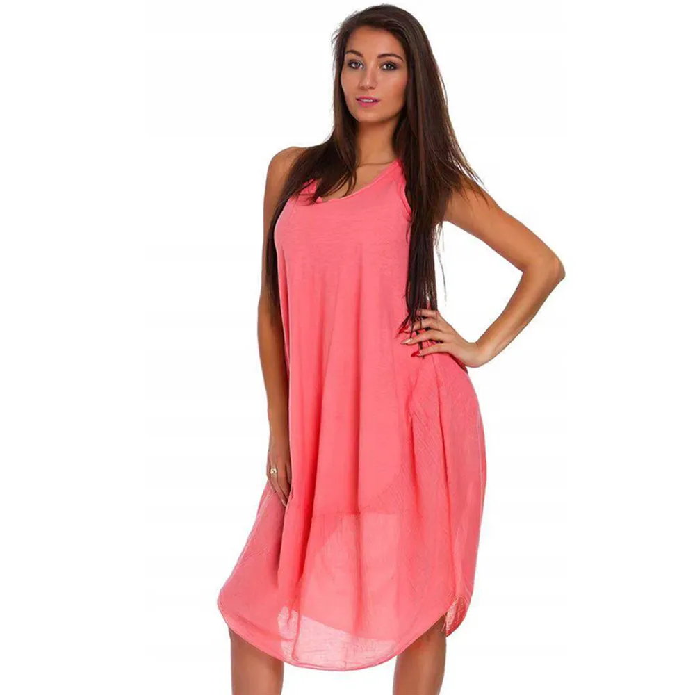 

Aragaki Fashion 2020 Summer Dress Sleeveless Loose Dress Solid Color Women Casual Plus Size Dresses Vestidos LN835