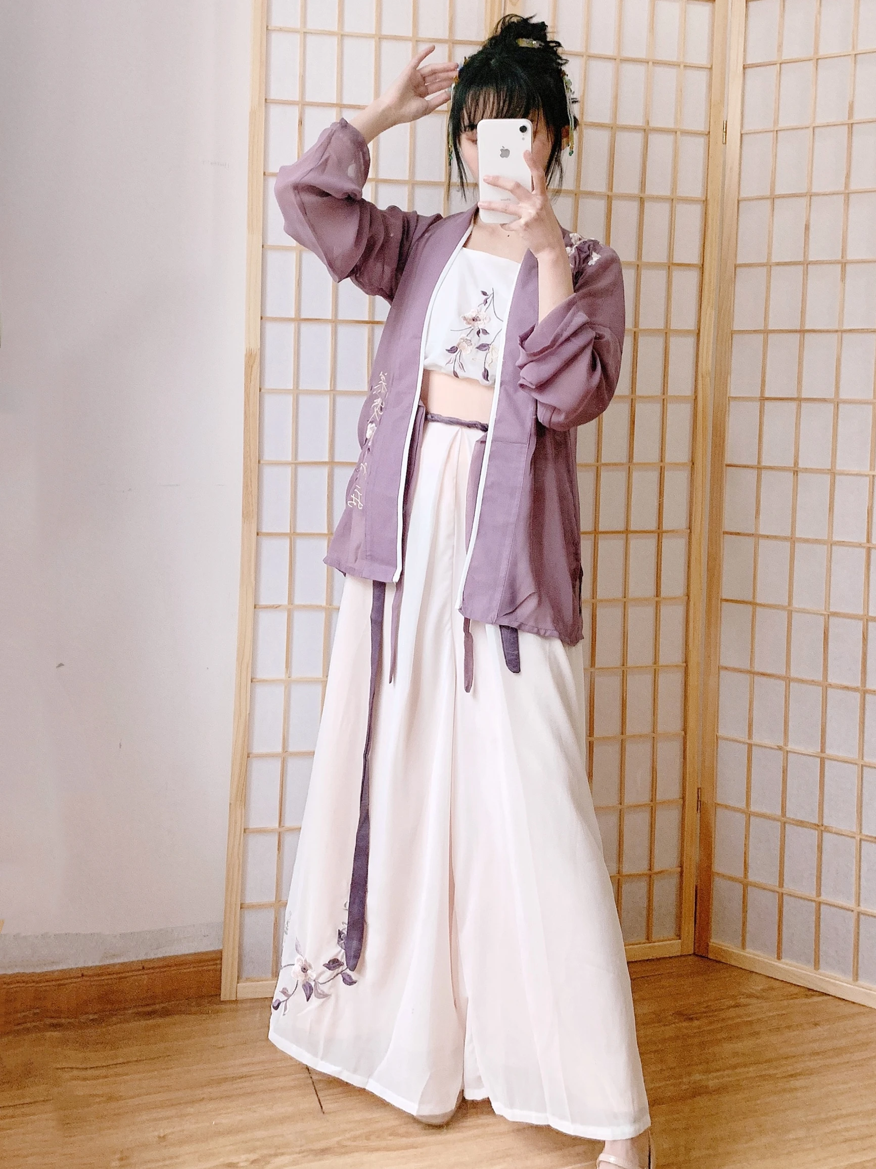 

Trousers Women's Daily Han Element Wide Leg Three-Piece Suit Hanfu Spring and Autumn Students Chinese Style New Style