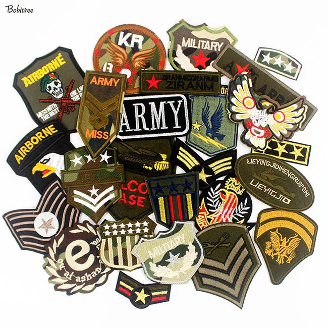 Вышитые нашивки армейские военные значки для одежды тактический боевой дух железные наклейки декоративные Сделай Сам Аппликация 30 шт./лот - Цвет: Многоцветный