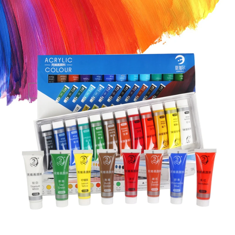 

24 Colors 15ML Tube Acrylic Paint set color Nail glass Art Painting paint for fabric Drawing Tools For Kids DIY Water-resistant