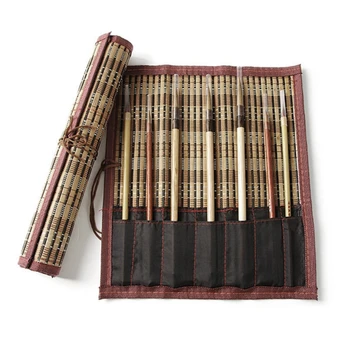 

Painting Brush Holder Bamboo Rolling Bag Calligraphy Pen Case Curtain Pack