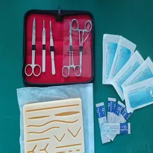 Kit de prática de sutura completa para treinamento de sutura, incluindo almofada de sutura de silicone com feridas pré-cortadas e kit de ferramentas de sutura