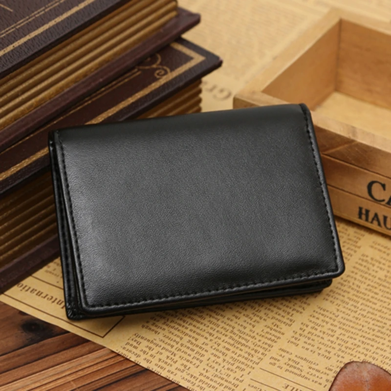 RFID кошелек мужской маленький двойной кожаный карман для денег ID Кредитная карта держатель