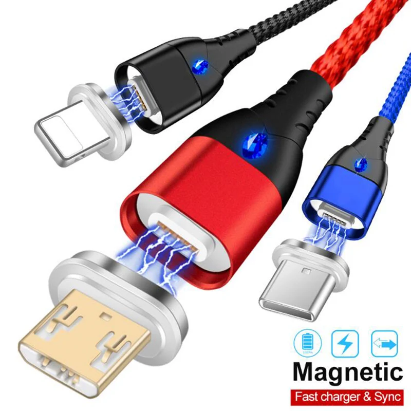 Магнитный usb-кабель KSTUCNE 3A для iPhone, кабель Micro USB type-C для быстрой зарядки, Магнитный зарядный кабель Micro usb для samsung Xiaomi