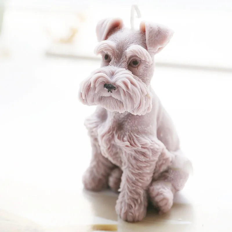 

3D Schnauzer Mold Candle Silicone Mold Cute Dog Decoration Aromatherapy Plaster Mold Candle Making