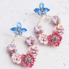 Amybaby ручная работа глянцевое покрытие цветы анютины глазки женское ожерелье, серьги-гвоздики браслет ювелирные изделия для вечерние