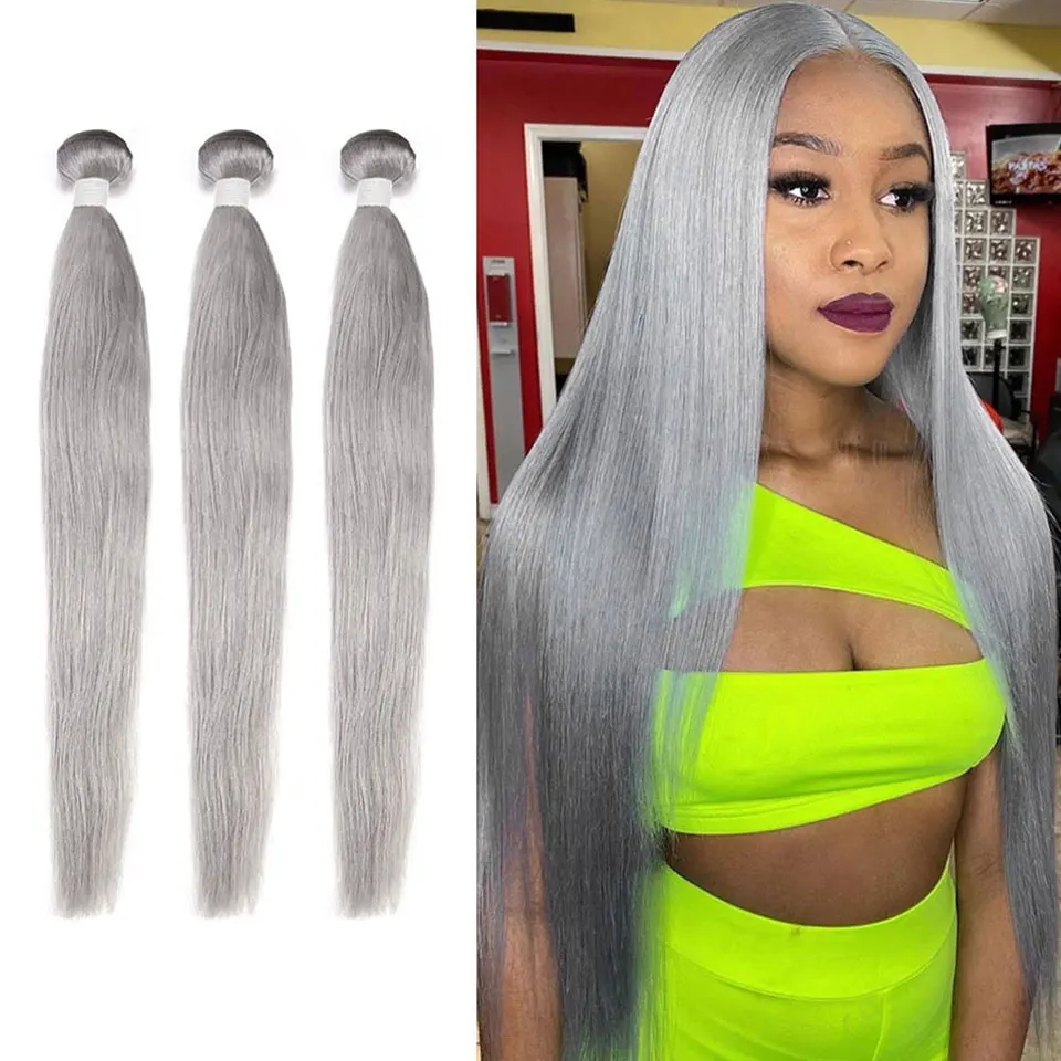 Предварительно окрашенпряди человеческих волос серебристые зеленые фиолетовые