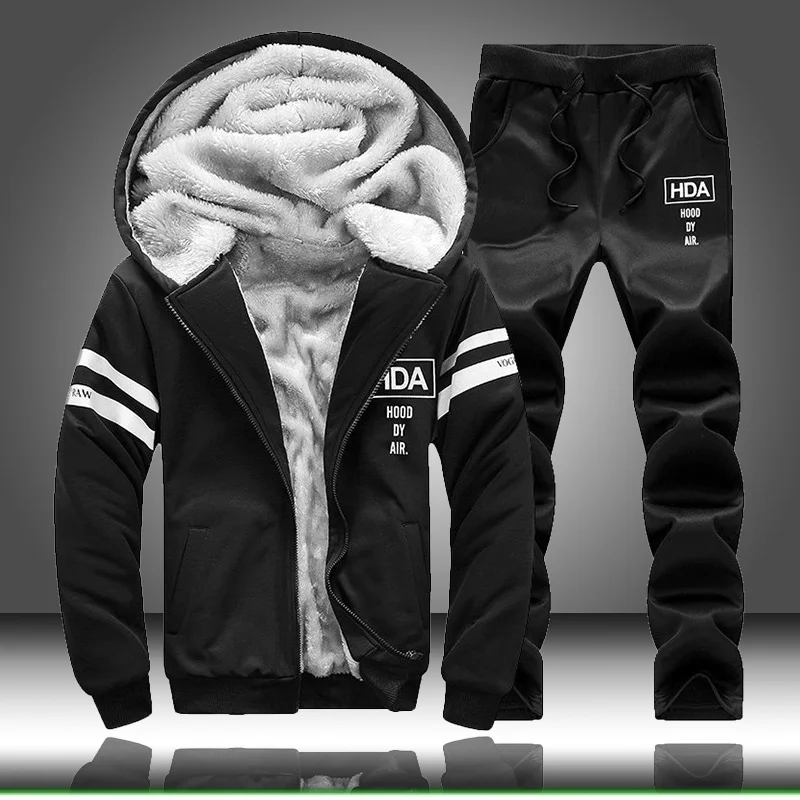 Tracksuit men Fleece Hoodies Set 2019 Warm Sweatshirt print Jogging Homme Thick hoodie+Pants Sportswear tracksuit Top And Pants Tracksuit men Fleece Hoodies Set 2019 Warm Sweatshirt print Jogging Homme Thick hoodie+Pants Sportswear tracksuit Top And Pants