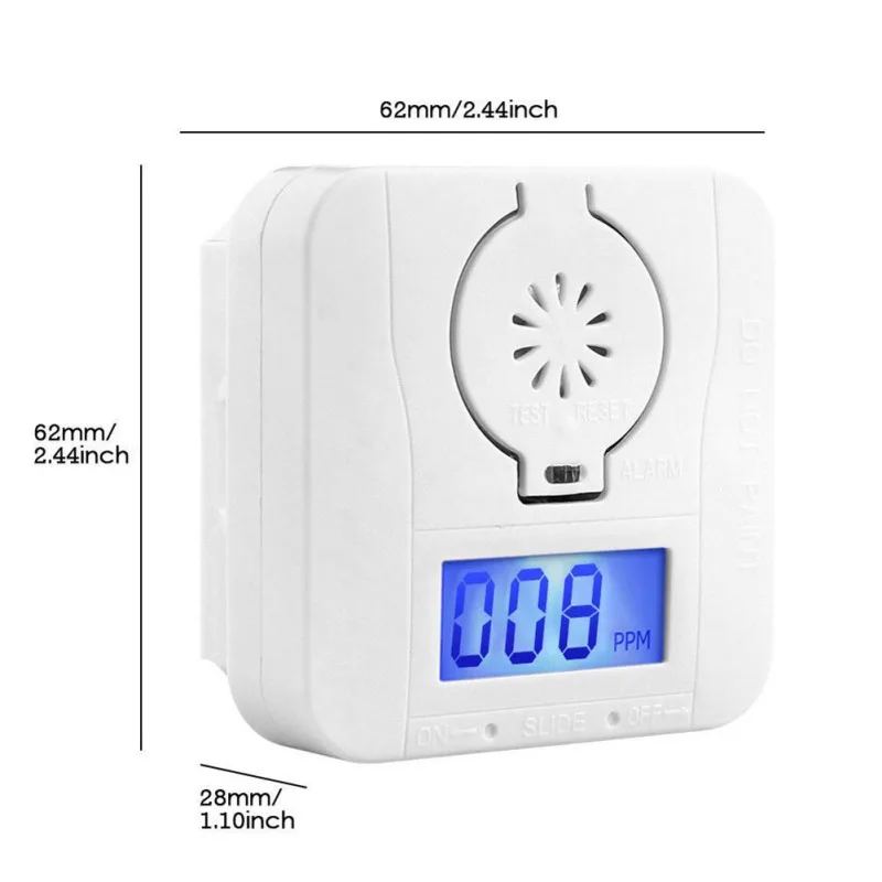 Угарный газ Co2 Предупреждение ющий датчик температуры ЖК-дисплей детектор угарного газа