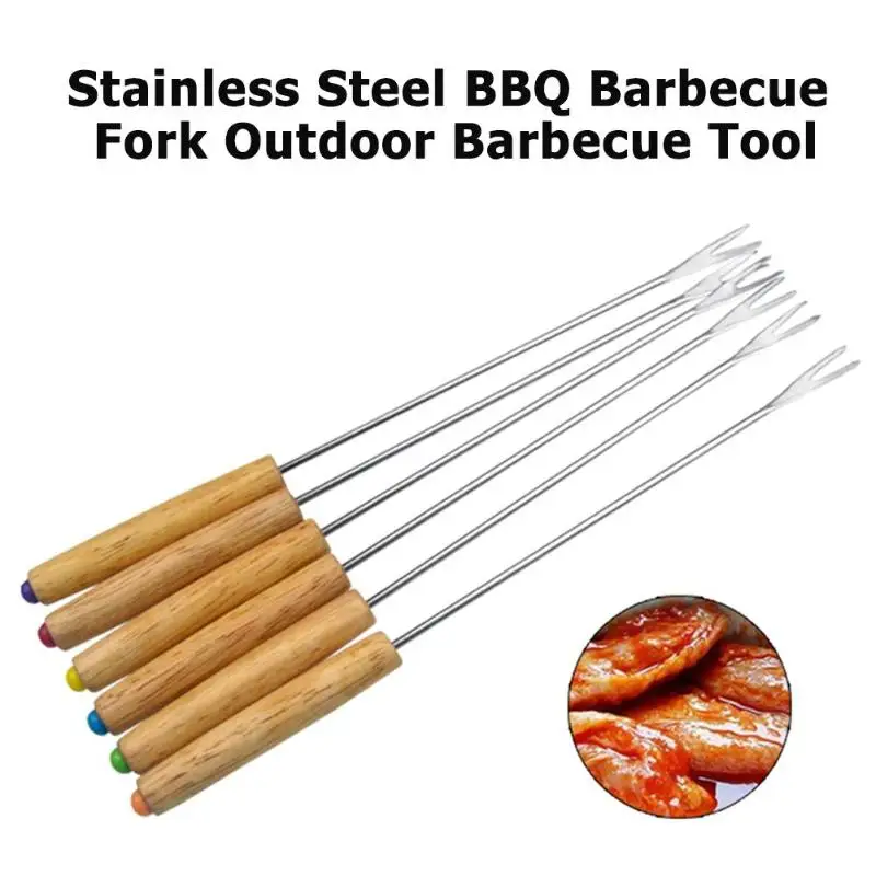 Stainless Steel BBQ Stick Roast Meat Skewer for Home Kitchen Camping Picnic