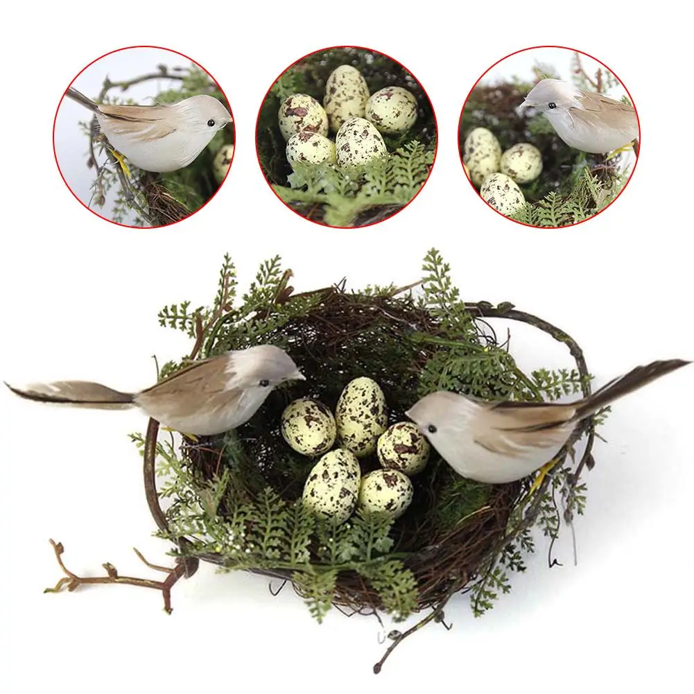 Искусственное Птичье гнездо с яйцами Настольный орнамент природа 13 см круг имитация птицы набор для клетки реквизит для фотосессии Садоводство Декор