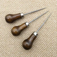 1Pc profesional de cuero herramientas de mango, madera punzón accesorios de costura punzón de costura para artesanía de cuero costura coser Accesorios