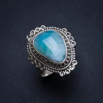 

Natural Caribbean Larimar Handmade Vintage 925 Sterling Silver Ring, US size 7.75 T6530