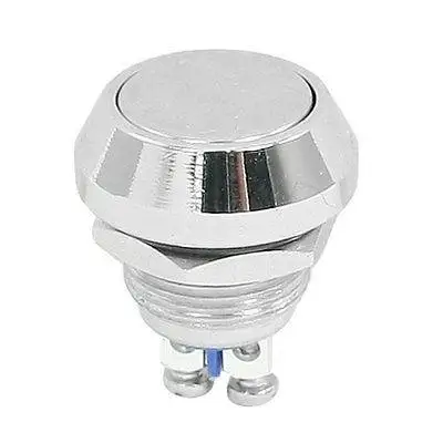 

Instant Push Button Switch Silver Tone 12mm Threaded Dia SPST ON/OFF