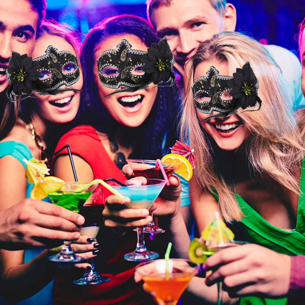 Новые женские сексуальные боковые цветочные блестящие маски для вечеринок