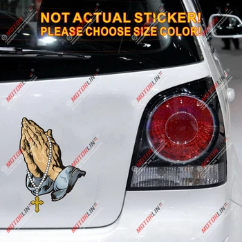

Praying Hands Rosary Cross Decal Sticker Car Vinyl reflective glossy pick size