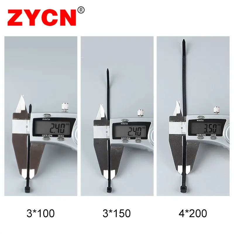Plastic Cable Tie Self-Locking Black Set 3*100 3*150 4*200mm Wraps Ring Loop Nylon Wire Zip Industrial Fasteners 300pcs ZYCN cable ties,nylon cable ties,cable tie,nylon zip ties