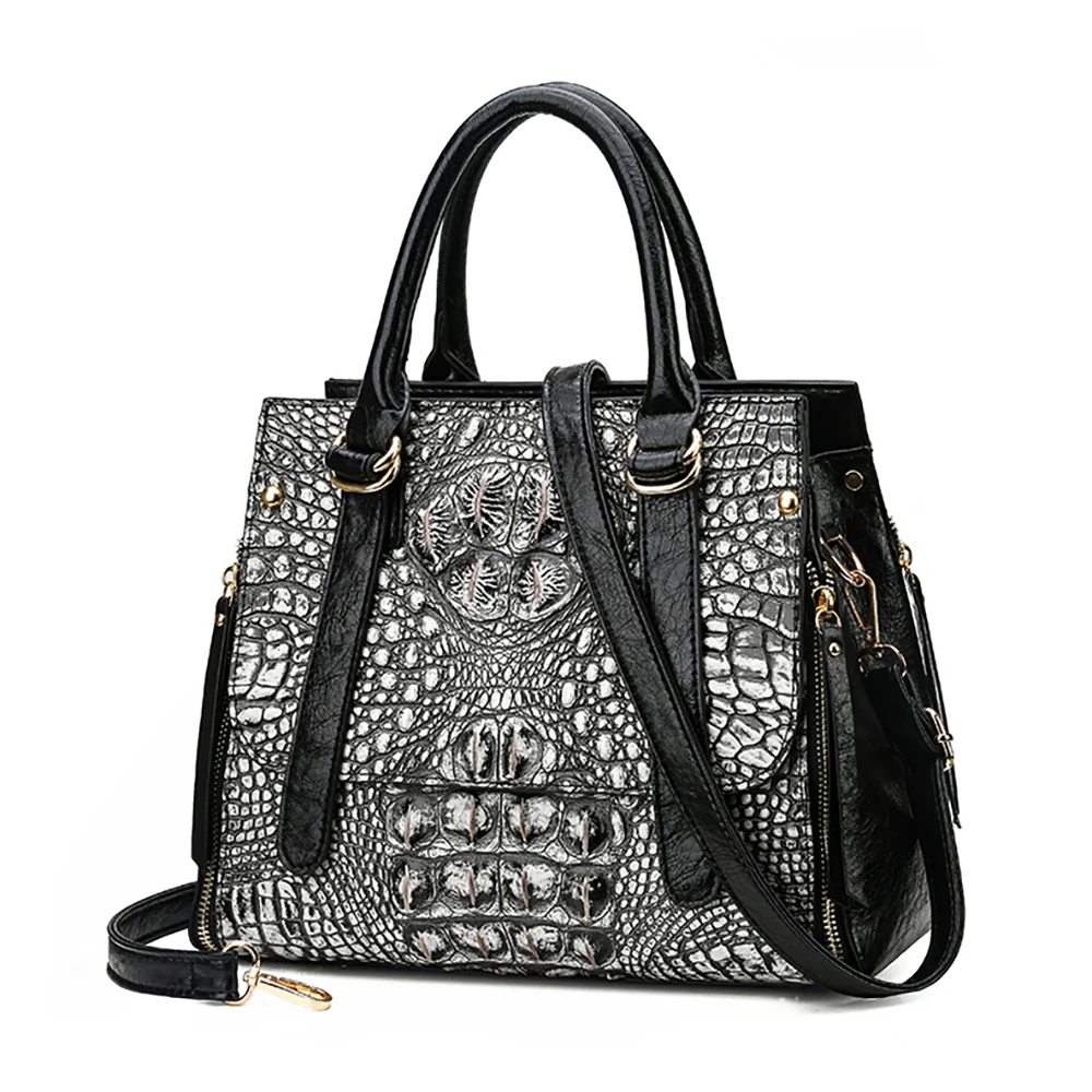 

women bag advanced texture designer women tote handbags crocodile pattern pu leather vintage bag Large leather women elegent bag