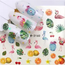Наклейки для ногтей Фламинго Сова Цветок животные дизайн воды Маникюр Типсы Фольга наклейки для ногтей Водные Наклейки для ногтей