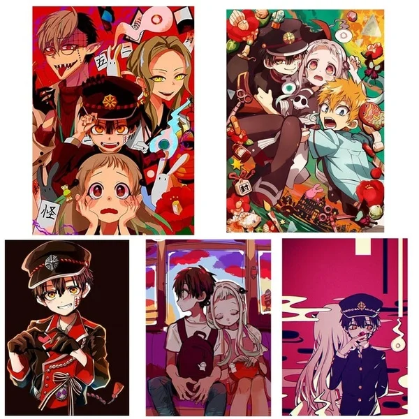 Короткая футболка с героями из японского аниме Туалет-Hanako-кун Jibaku Shounen наклейки