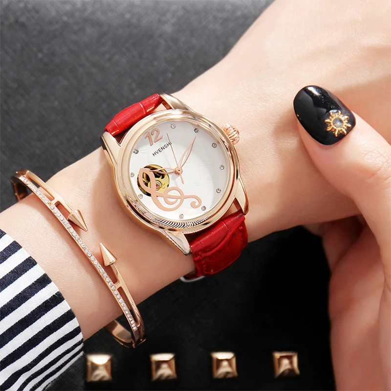 

TurnFinger Women's Mechanical Watch Hollow Creative Surface Waterproof Leather Wristband Fashionable Elegant Luxury Hot Selling