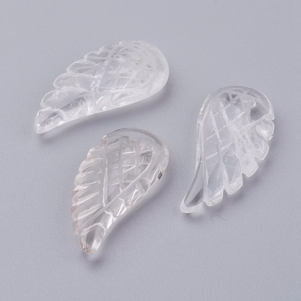 10pcs Natural Stone Quartzs Crystal Amethysts Angel Wing Pendants For Women Men Necklace Jewelry Making 24.5x12x5mm