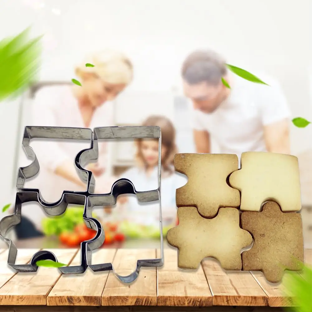 4 шт. DIY из нержавеющей стали головоломка форма для торта и печенья DIY Плесень Звезда Сердце цветок круглой формы резак выпечки Плесень инструменты печенье