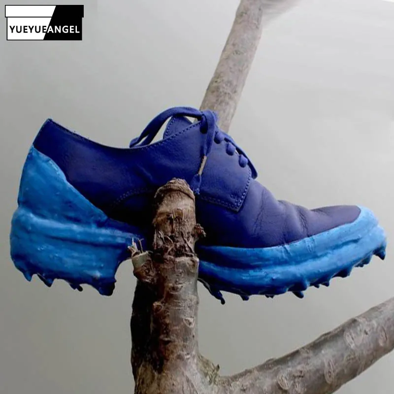 Ботинки мужские из натуральной коровьей кожи на квадратном каблуке с