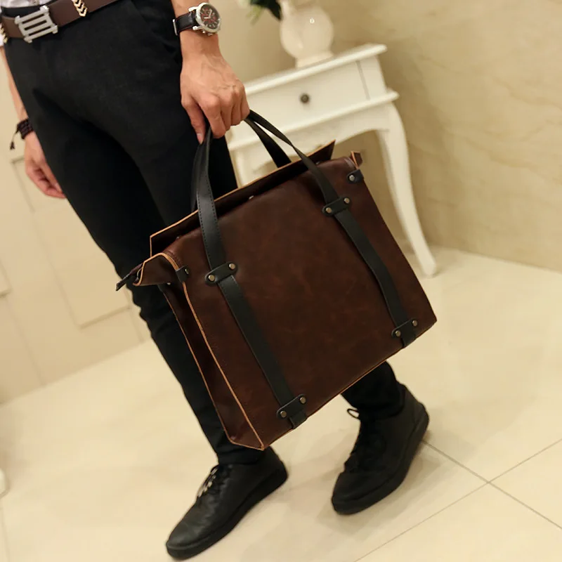 

New Korean Handbag PU Leather Shoulder Bags Men Sac A Main Business Torebka Casual Hand Tote Bag Crossbody Messenger Torebki
