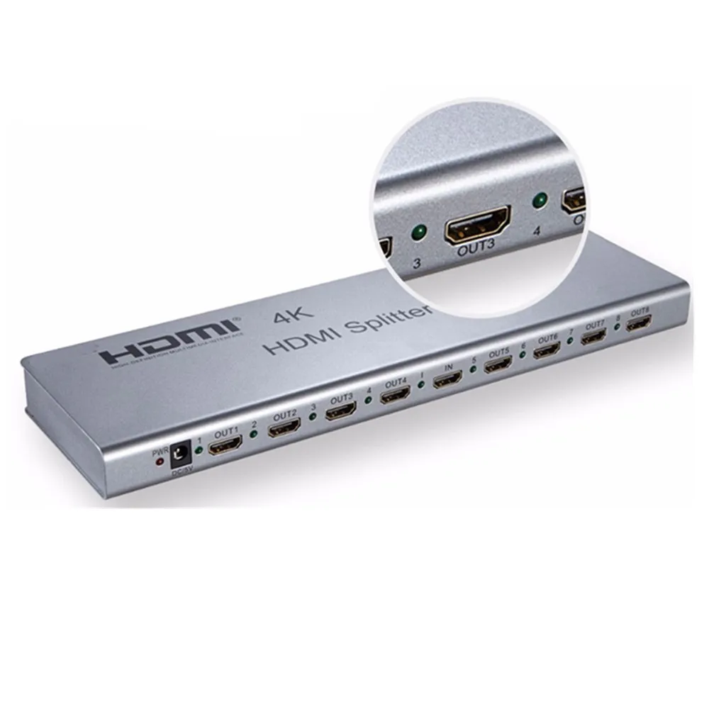 4K/60Hz HDMI Splitter 1x8Split 1-In 8-Out Hdmi ConnectorMale to Male AdapterFull 1080p3D EDID/RS232