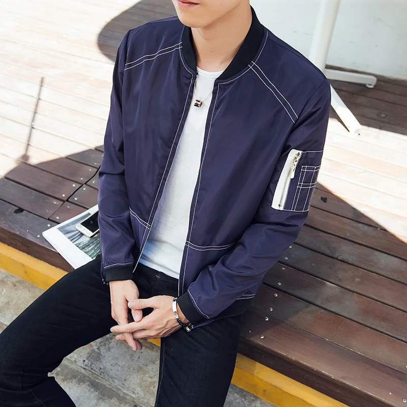 Blog 2019 Autumn Men's Bomber Jackets Casual Male Outwear Windbreaker Stand Collar Jacket Mens Baseball Slim Coats 5XL,