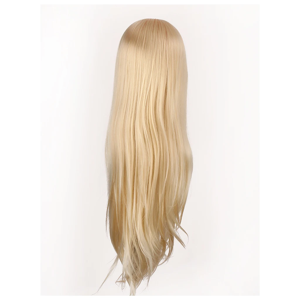 26inch Hairdressing Practice Training Head Model Long Straight Golden Hair Mannequin Doll Head with Stand for Barber Salon 