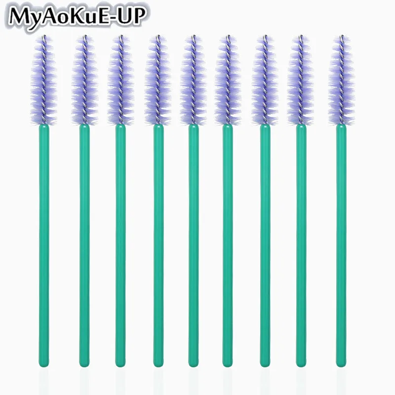 Green light purple 1000 шт, новые кисти для ресниц, Мягкая головка для ресниц, аппликатор для бровей, тушь для ресниц, палочка, микрокисти, кисти для макияжа - Handle Color: Green light purple