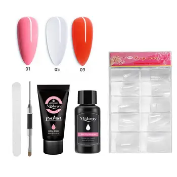 

5pcs Polygel Builder Uv Gel Set Quick Building Nail Tip Form Nail Extension Gel Enhancement Poly Gel Nail Art Brush Tool Kit