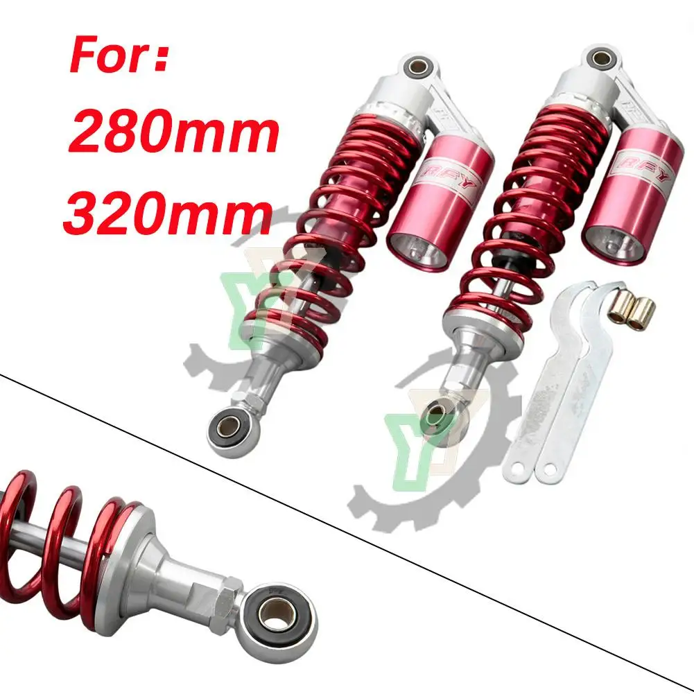 

Universal Motorcycle Eye-Eye 280MM 320MM Pair Rear Air Shock Absorbers Suspension ATV Quad Scooter Kart Dirt Sport Bikes Motor