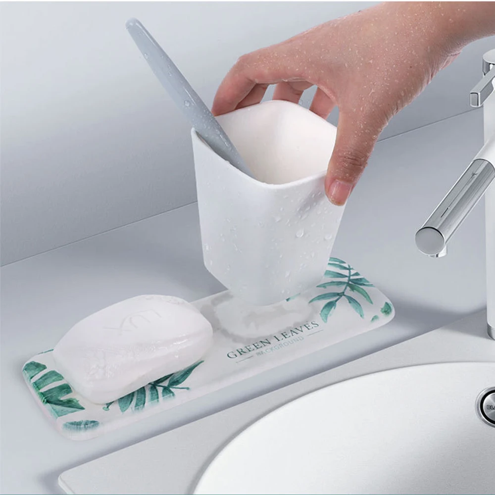 

Bathroom Shower Soap Box Dish Kitchen Cup Coasters Toothbrush Cup Holders Diatomite Soap Dish Earth Stone Mat Self-Dry Soap Pad
