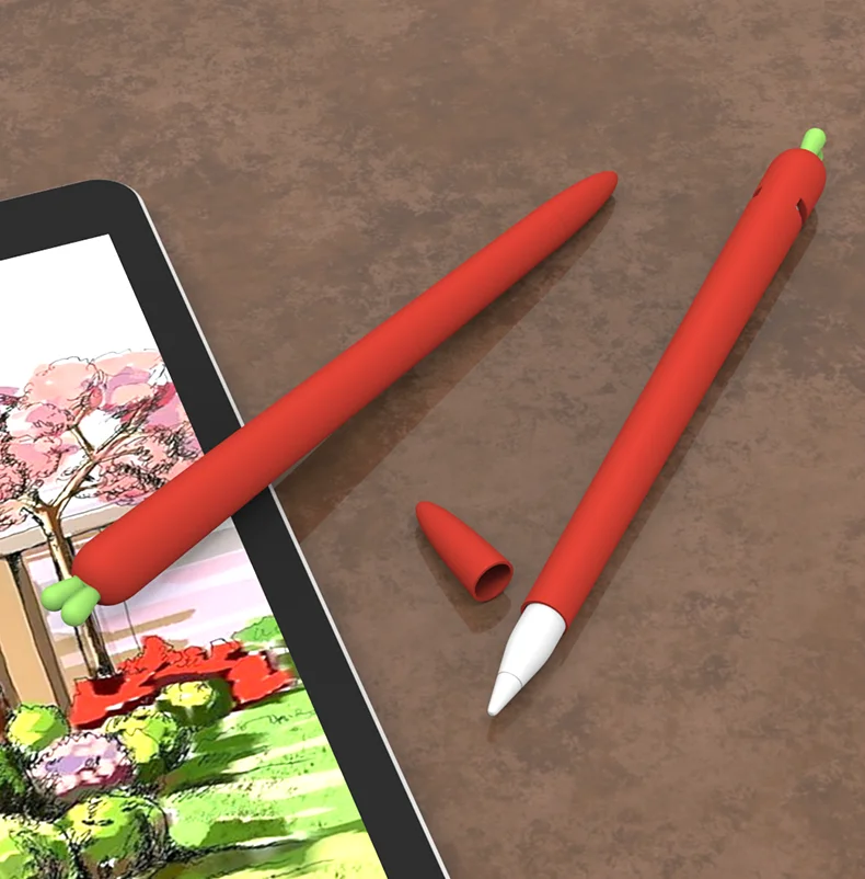 Красный Милый силиконовый чехол с морковкой, ручка, стилус, чехол для iPad Pencil 2,0 чехол - Цвета: Красный