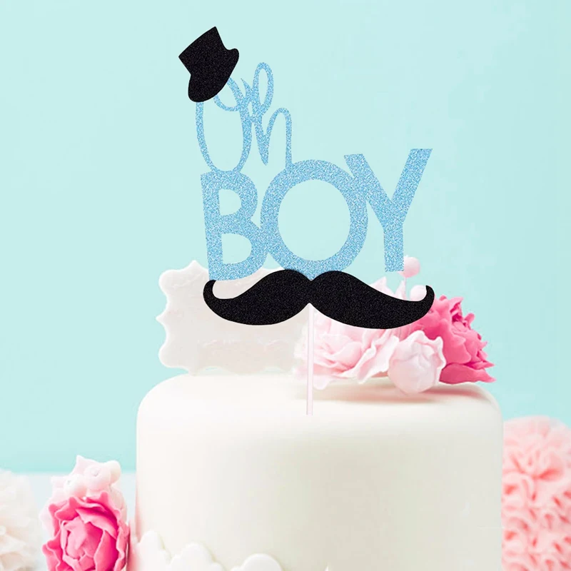 1 шт. Новые блестящие синие усы маленький человек украшение для торта оформление
