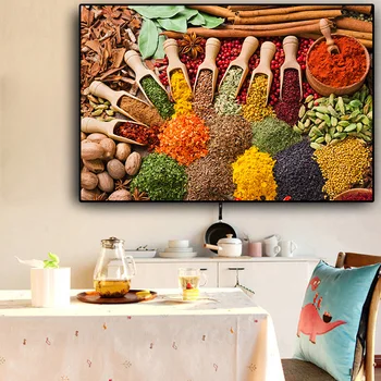 

Grains Spices Spoon Kitchen food picture DIY diamond painting diamond embroidery mosaic painting cross stitch Restaurant decor