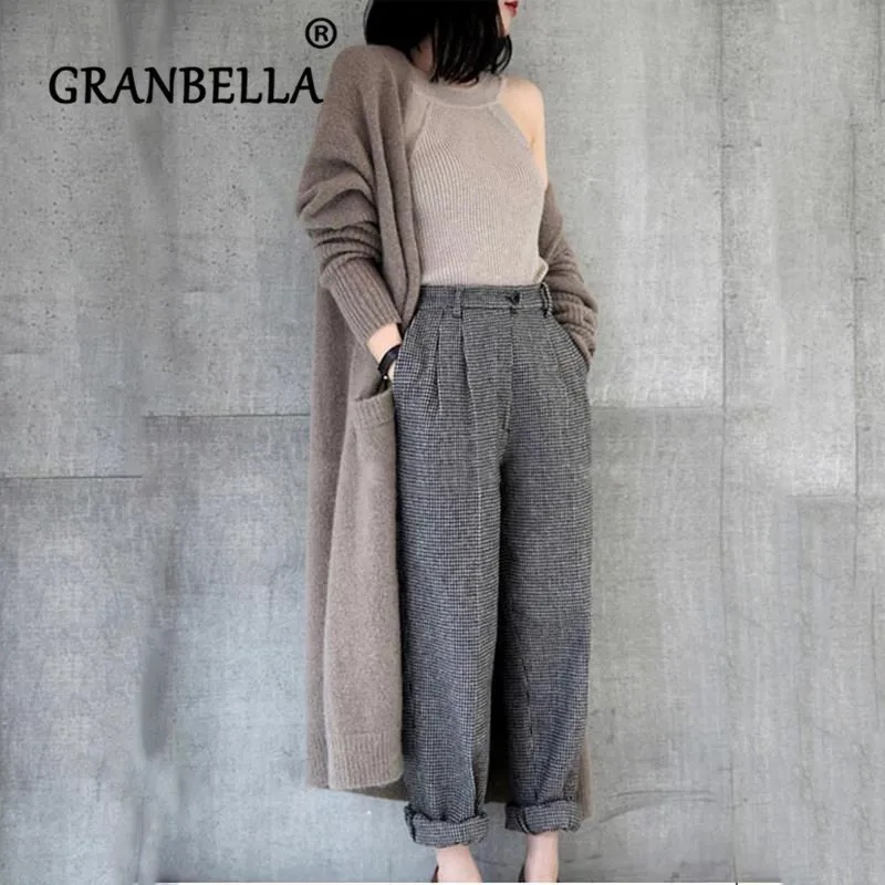 

New Fashion Long Cardigan Trench Coat For Women Loose Large Size Spring Autumn cashmere blend cardigan knitted women sweater