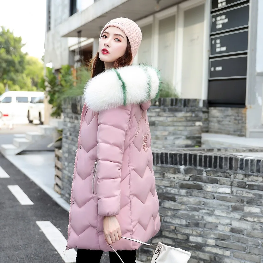 Pink Новое модное пальто женские пальто зимнее теплое пальто с капюшоном толстый теплый Свободный удлиненный верхний жакет пучовик женский куртка - Цвет: Pink