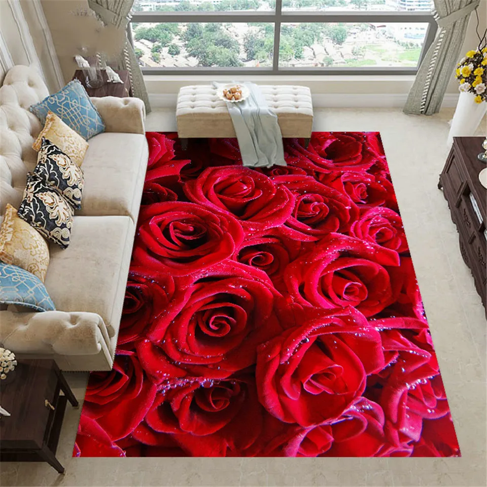 Wishstar коврик с красной розой ковер цветочный напольный для гостиной дивана 3D