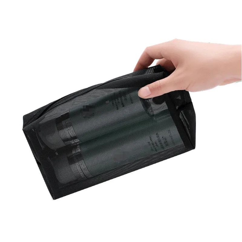

Transparent Women Travel Cosmetic Bags Mesh Make Up Bag Pouch Black Makeup Storage Organizer Toiletry Beauty Wash Pouch Case