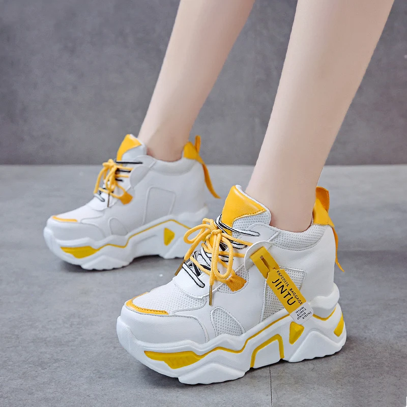 

Rimocy Hidden Heels Chunky Sneakers Women Autumn Breathable Platform Casual Shoes Woman Mixed Color Thick Bottom Ladies Shoes