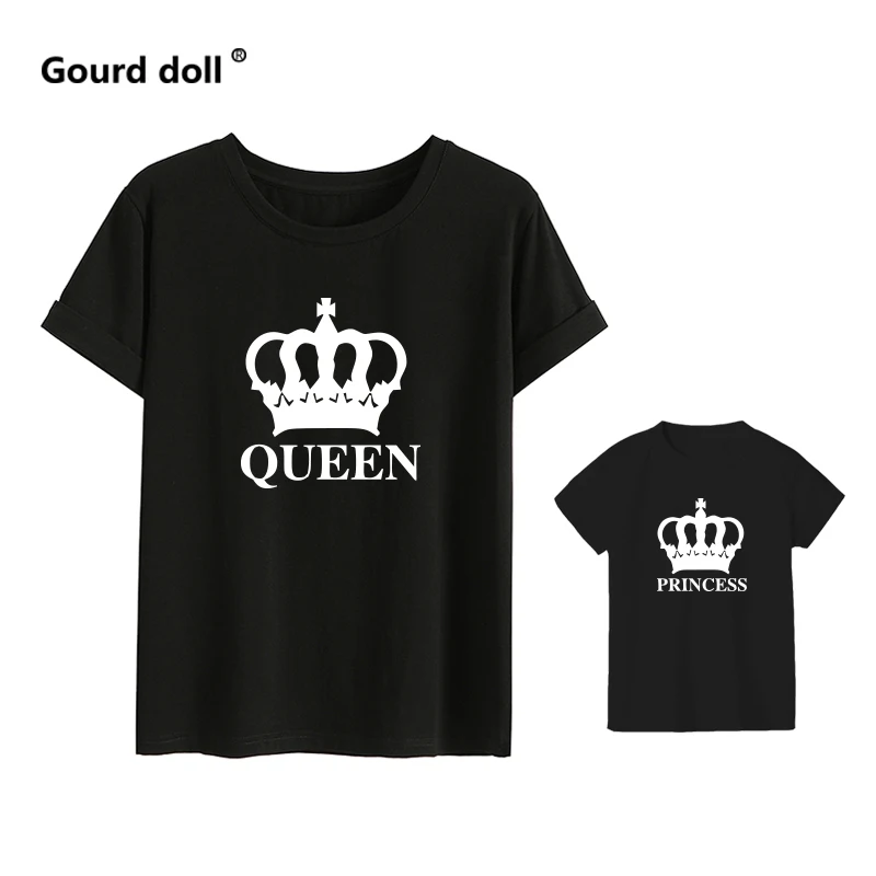 Crown Princess Family matching clothes mommy and me clothes mother daughter matching mom and baby girl Cotton tshirt